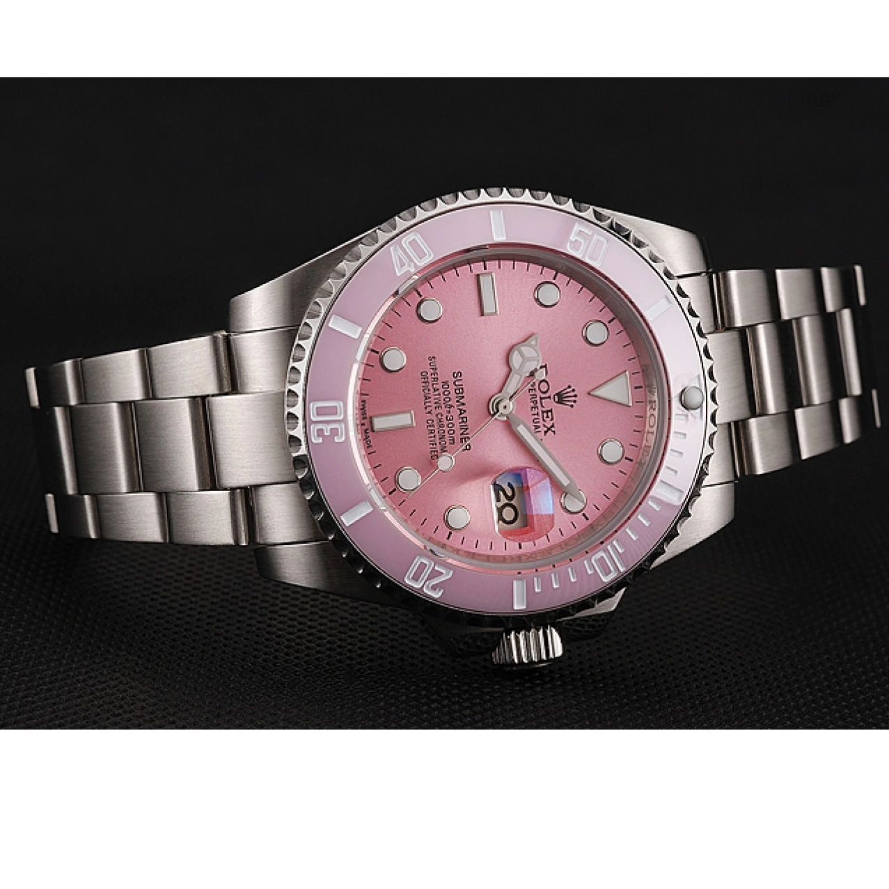 MiroTime 0822 Rolex Submariner Pink Dial Pink Bezel Stainless Steel Bracelet 1453865
